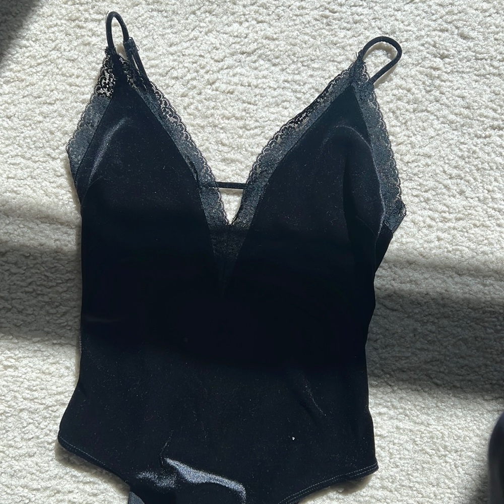 Black velvet bodysuit